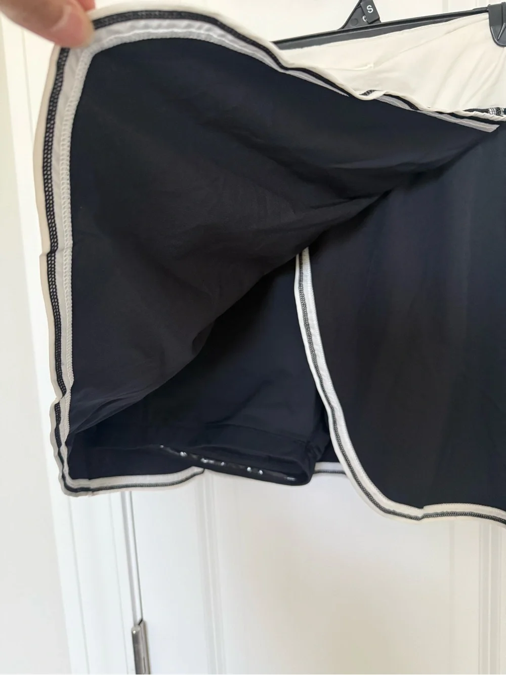 Black and White Athletic Skirt with Contrast Waistband